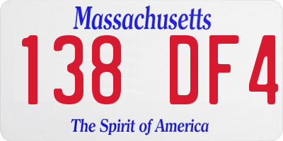 MA license plate 138DF4