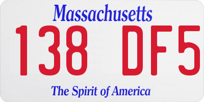 MA license plate 138DF5