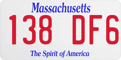 MA license plate 138DF6