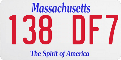 MA license plate 138DF7