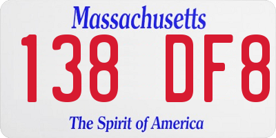 MA license plate 138DF8