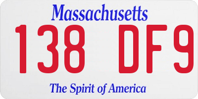MA license plate 138DF9