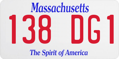 MA license plate 138DG1