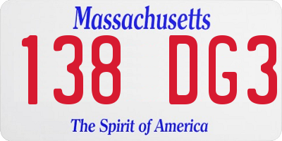 MA license plate 138DG3