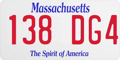 MA license plate 138DG4