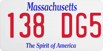 MA license plate 138DG5
