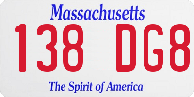 MA license plate 138DG8
