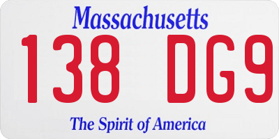 MA license plate 138DG9