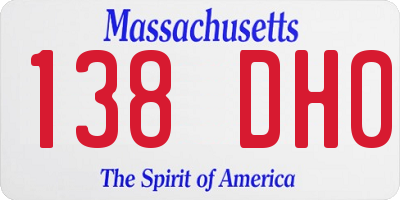 MA license plate 138DH0