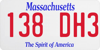 MA license plate 138DH3