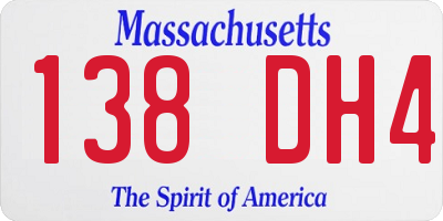 MA license plate 138DH4