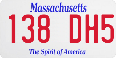 MA license plate 138DH5