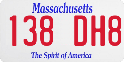 MA license plate 138DH8
