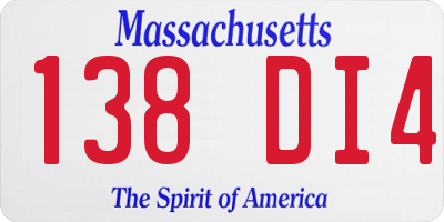 MA license plate 138DI4