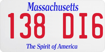 MA license plate 138DI6