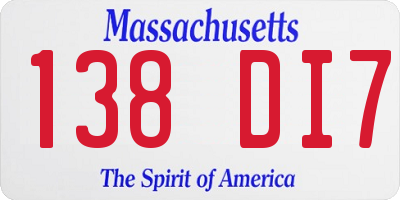 MA license plate 138DI7