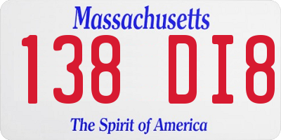MA license plate 138DI8