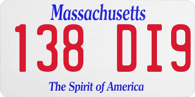 MA license plate 138DI9