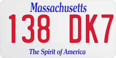 MA license plate 138DK7