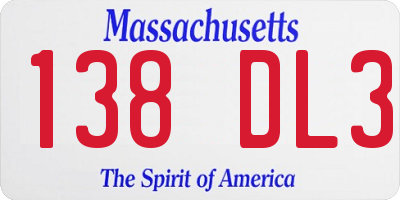MA license plate 138DL3