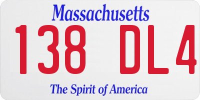 MA license plate 138DL4