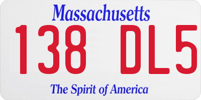 MA license plate 138DL5