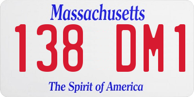 MA license plate 138DM1
