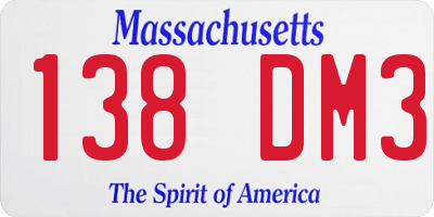 MA license plate 138DM3