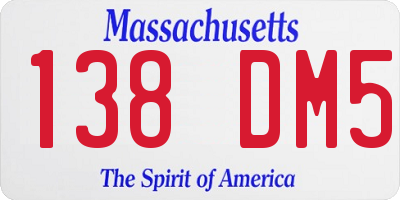 MA license plate 138DM5