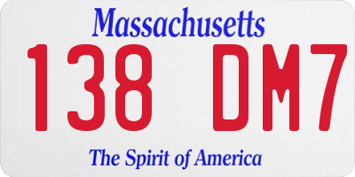 MA license plate 138DM7