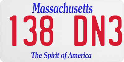 MA license plate 138DN3