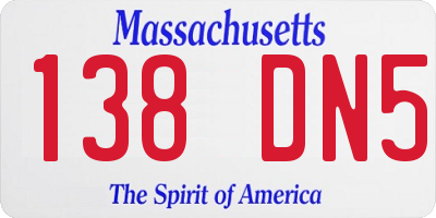 MA license plate 138DN5