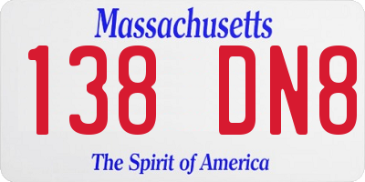 MA license plate 138DN8