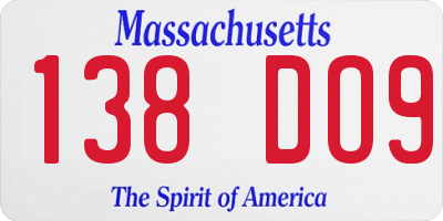 MA license plate 138DO9