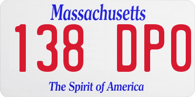MA license plate 138DP0