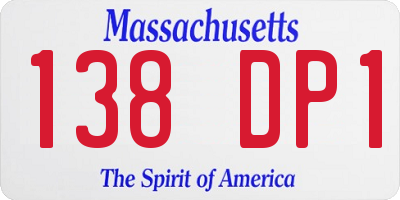 MA license plate 138DP1