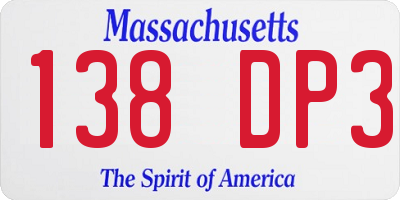 MA license plate 138DP3