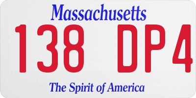 MA license plate 138DP4