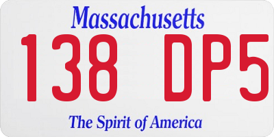 MA license plate 138DP5