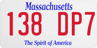MA license plate 138DP7