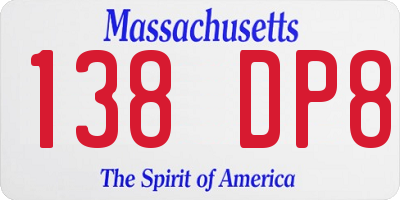 MA license plate 138DP8