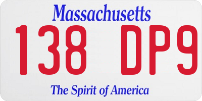 MA license plate 138DP9