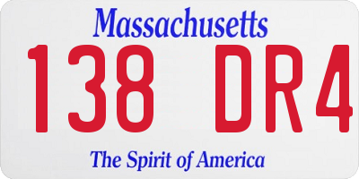 MA license plate 138DR4