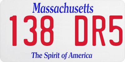 MA license plate 138DR5