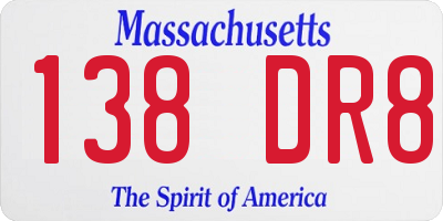 MA license plate 138DR8