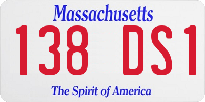 MA license plate 138DS1