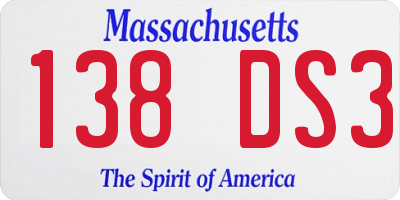 MA license plate 138DS3