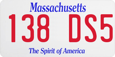 MA license plate 138DS5