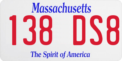 MA license plate 138DS8