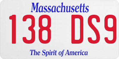 MA license plate 138DS9